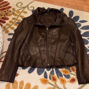 Leather Jacket with Knit sleeves size M